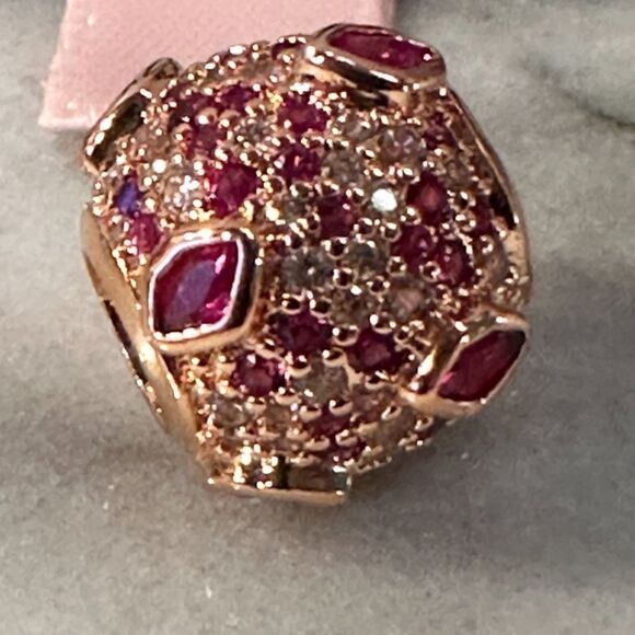 Authentic PANDORA Rose Gold Pave Red Crystal Charm Valentine Gift - Picture 1 of 9